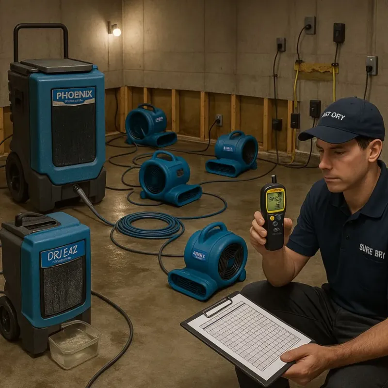 Structural Drying and Dehumidification process in Caln, PA